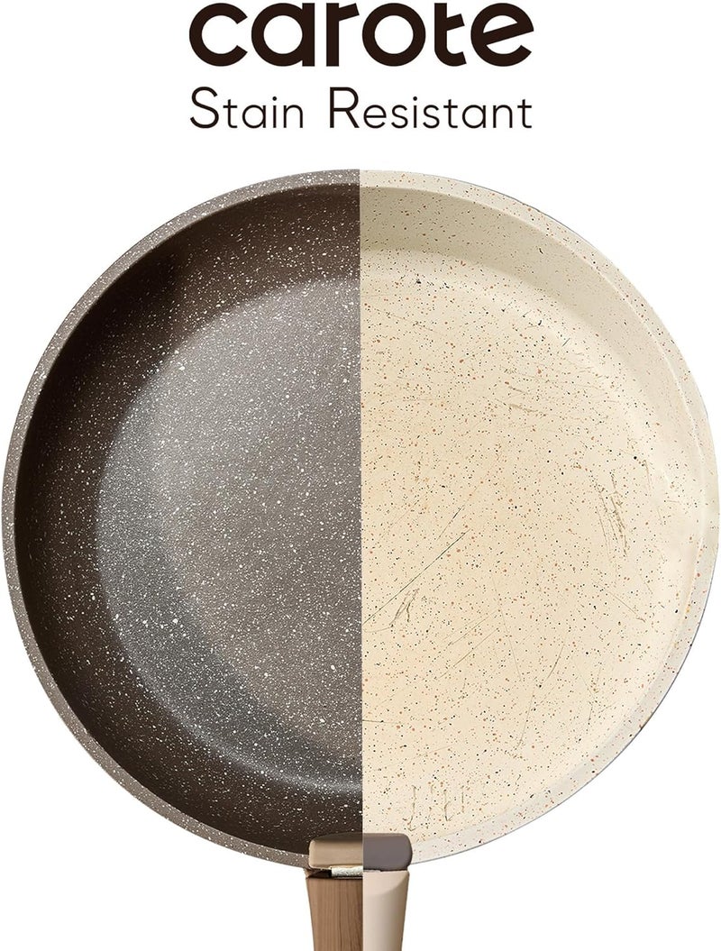 CAROTE 17PCS Pots and Pans Set Non Stick with Detachable Handle, Nonstick Cookware Sets, Cooking Kitchen Set, Oven/Dishwasher Safe, Induction Cookware, Brown, RV Kitchen Pot and Pan - Image 4